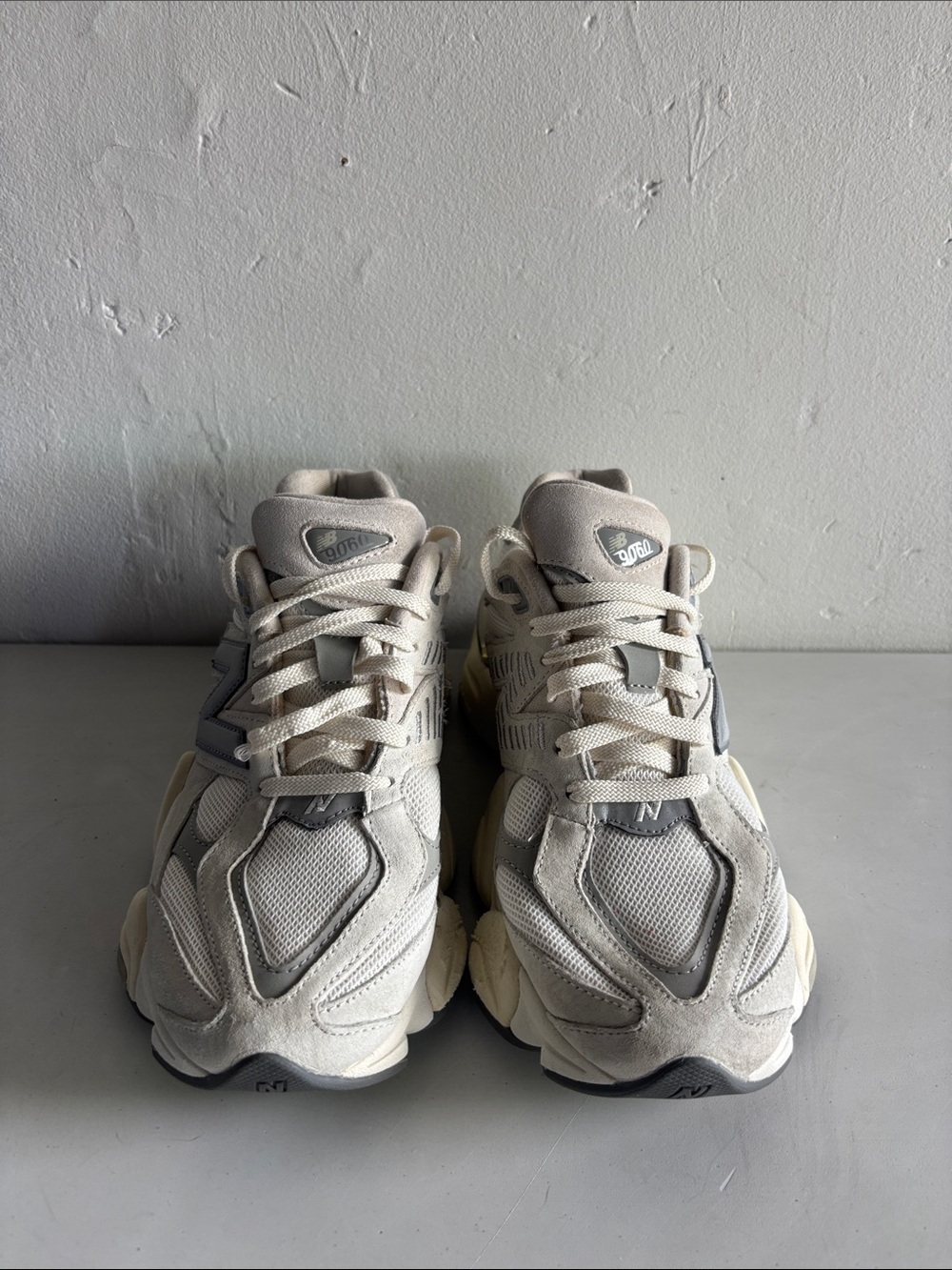 New Balance 9060 low top Neutral Gray & Cream Retro Runner Sneakers - Picture 5 of 7